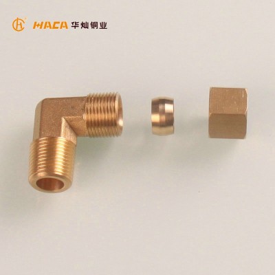 1/2 inch Brass Male Thread 90 Degree Elbow Compression Sleeve Connect Copper Pipe